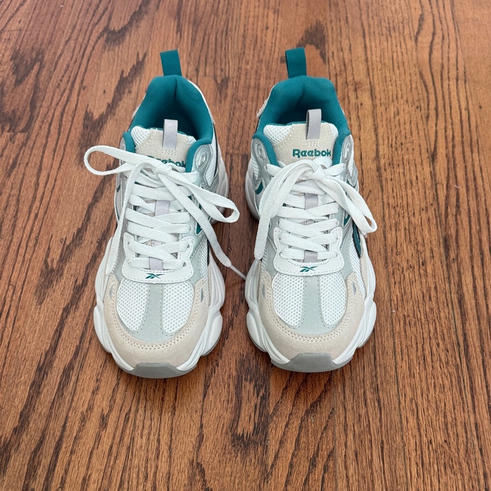 Reebok White and Teal Athletic Shoes